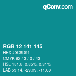 Color code: RGB 12 141 145 | qconv.com