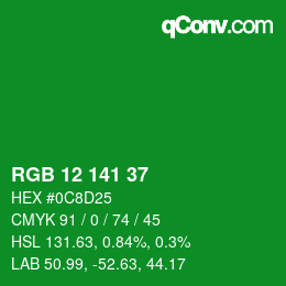 Color code: RGB 12 141 37 | qconv.com