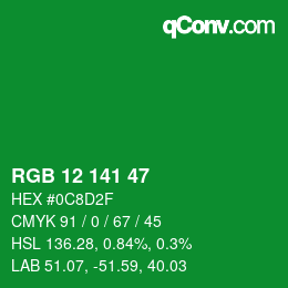 Color code: RGB 12 141 47 | qconv.com