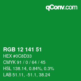 Color code: RGB 12 141 51 | qconv.com