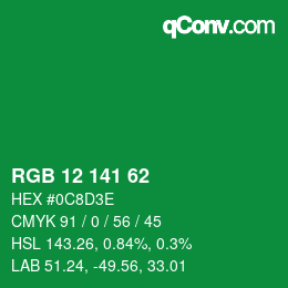 Color code: RGB 12 141 62 | qconv.com