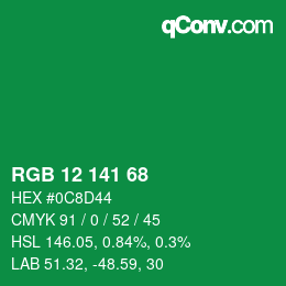 颜色代码: RGB 12 141 68 | qconv.com