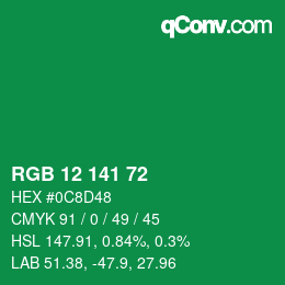 Color code: RGB 12 141 72 | qconv.com