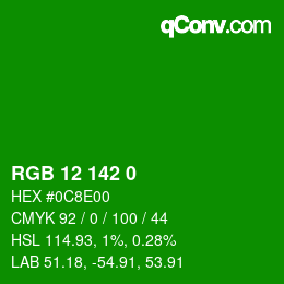 Farbcode: RGB 12 142 0 | qconv.com