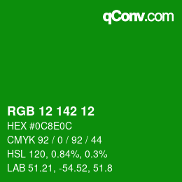 Color code: RGB 12 142 12 | qconv.com