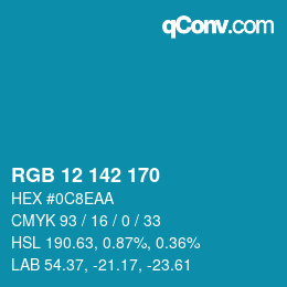 カラーコード: RGB 12 142 170 | qconv.com