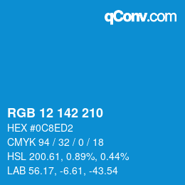カラーコード: RGB 12 142 210 | qconv.com