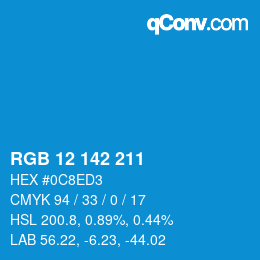 Color code: RGB 12 142 211 | qconv.com