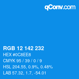 カラーコード: RGB 12 142 232 | qconv.com