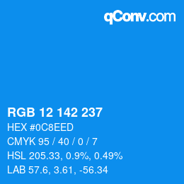Color code: RGB 12 142 237 | qconv.com