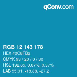 颜色代码: RGB 12 143 178 | qconv.com
