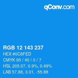 Color code: RGB 12 143 237 | qconv.com