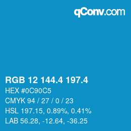 カラーコード: RGB 12 144.4 197.4 | qconv.com