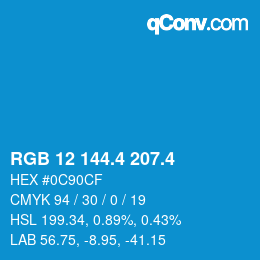 カラーコード: RGB 12 144.4 207.4 | qconv.com