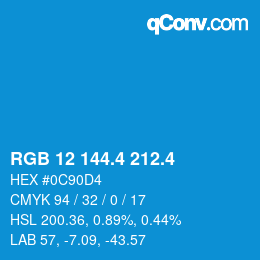 カラーコード: RGB 12 144.4 212.4 | qconv.com