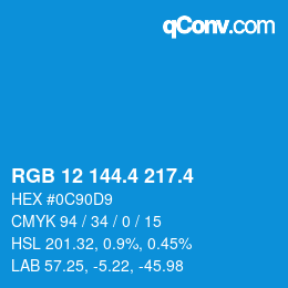 カラーコード: RGB 12 144.4 217.4 | qconv.com