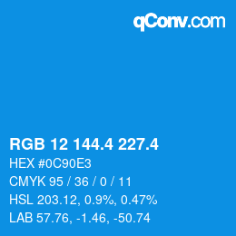 カラーコード: RGB 12 144.4 227.4 | qconv.com