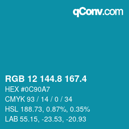 カラーコード: RGB 12 144.8 167.4 | qconv.com