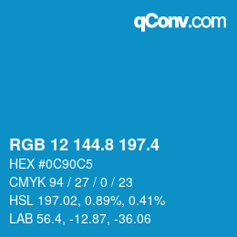カラーコード: RGB 12 144.8 197.4 | qconv.com