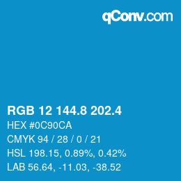 カラーコード: RGB 12 144.8 202.4 | qconv.com