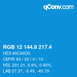カラーコード: RGB 12 144.8 217.4 | qconv.com