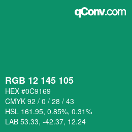 Color code: RGB 12 145 105 | qconv.com