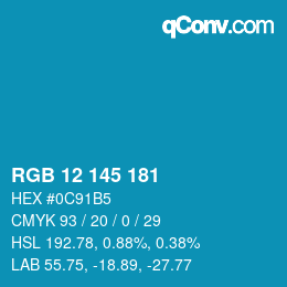 Color code: RGB 12 145 181 | qconv.com