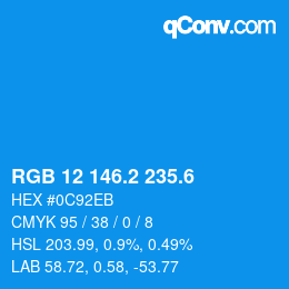 カラーコード: RGB 12 146.2 235.6 | qconv.com