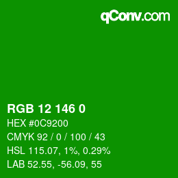 Color code: RGB 12 146 0 | qconv.com