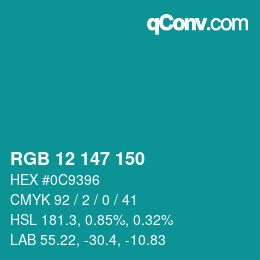 Color code: RGB 12 147 150 | qconv.com