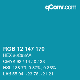 Color code: RGB 12 147 170 | qconv.com