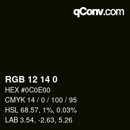 カラーコード: RGB 12 14 0 | qconv.com