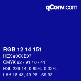 Color code: RGB 12 14 151 | qconv.com