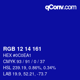 Color code: RGB 12 14 161 | qconv.com