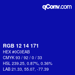 Color code: RGB 12 14 171 | qconv.com