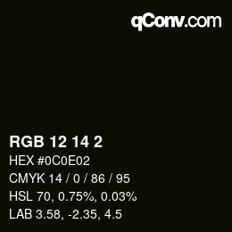 颜色代码: RGB 12 14 2 | qconv.com