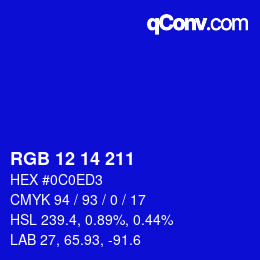 Color code: RGB 12 14 211 | qconv.com