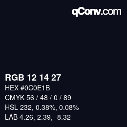 Color code: RGB 12 14 27 | qconv.com