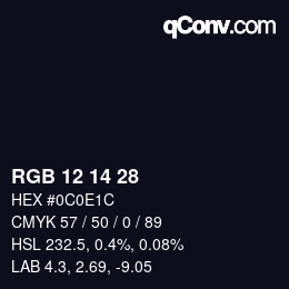 カラーコード: RGB 12 14 28 | qconv.com