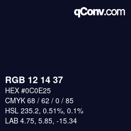 カラーコード: RGB 12 14 37 | qconv.com