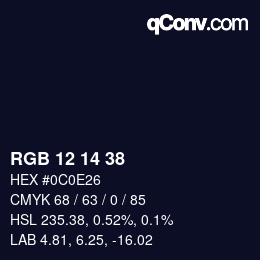 カラーコード: RGB 12 14 38 | qconv.com