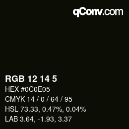 Color code: RGB 12 14 5 | qconv.com