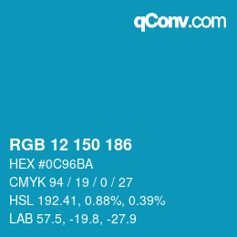Color code: RGB 12 150 186 | qconv.com