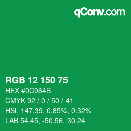 カラーコード: RGB 12 150 75 | qconv.com