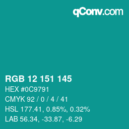 Color code: RGB 12 151 145 | qconv.com