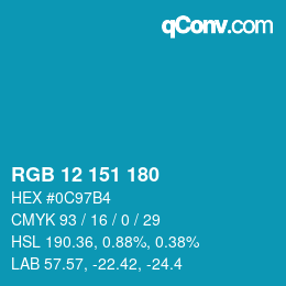 Color code: RGB 12 151 180 | qconv.com