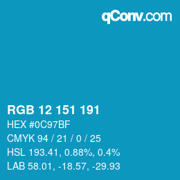Color code: RGB 12 151 191 | qconv.com