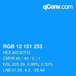 Color code: RGB 12 151 253 | qconv.com