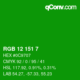 Color code: RGB 12 151 7 | qconv.com