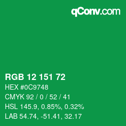 Color code: RGB 12 151 72 | qconv.com